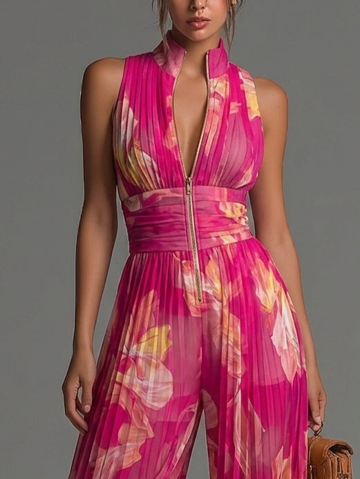 Mono Hailey | Chiffon Plisado Floral Fucsia