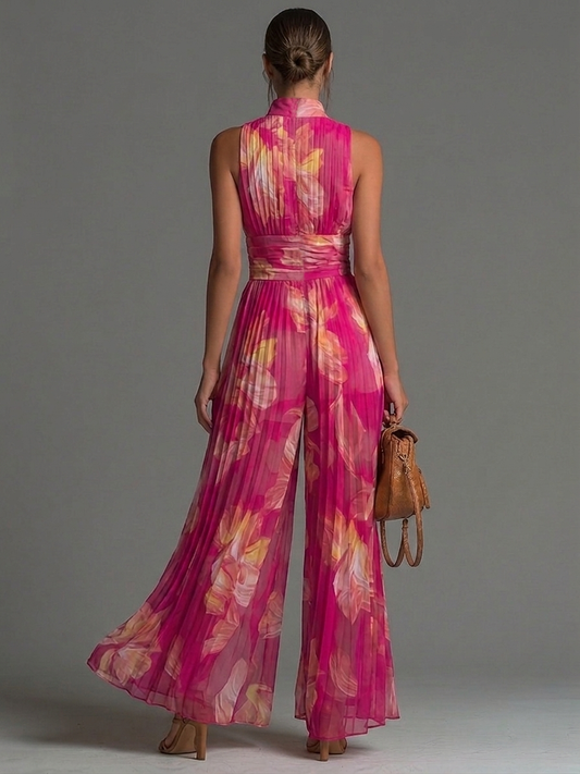 Mono Hailey | Chiffon Plisado Floral Fucsia
