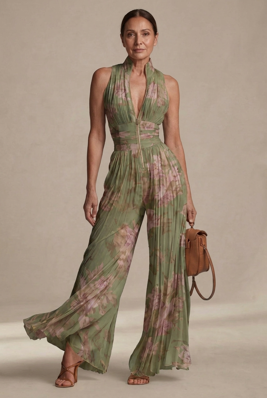 Victoria | Mono de Chiffon Plisado Floral
